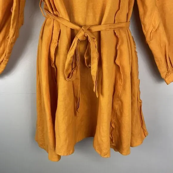 Marissa Webb Linen Womans Dress Sz 4 Colorful Beachy Coquette - Picture 4 of 9